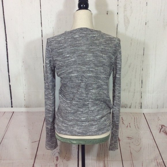 2/$30 Free People Gotham Faux Wrap Sweater Gray Ruched Long Sleeve Boho - Picture 10 of 13